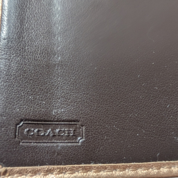 Metallic Gold Coach Embossed Trifold Wallet - Picture 8 of 16